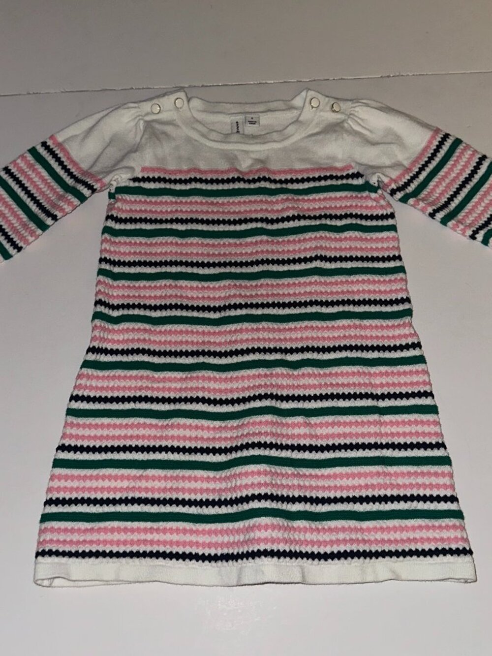 Janie And Jack Sweater Dress Toddler 4 Year Striped pink white navy